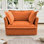 Fauteuil à housse avec 1 grand coussin de dossier et 2 grands coussins décoratifs, 1 siège profond et 1 canapé confortable