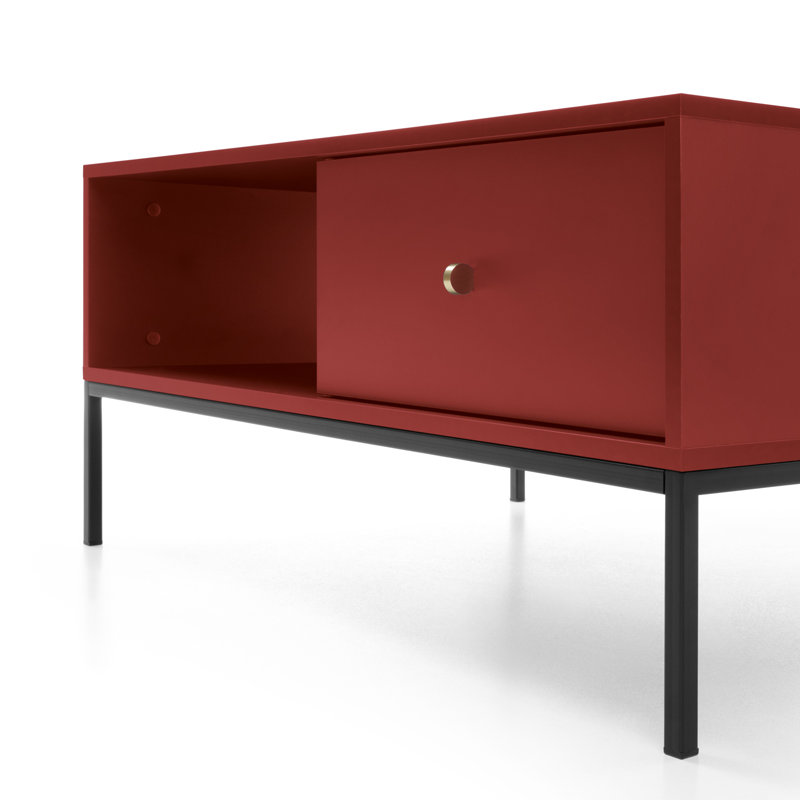 Aaliah Four Leg Coffee Table with Storage, Burgundy