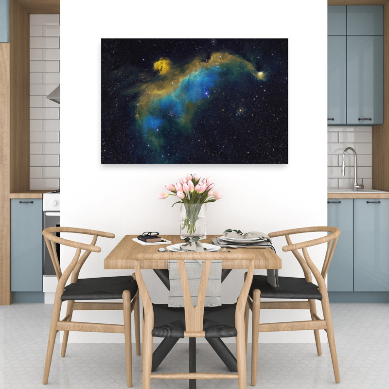 Nébuleuse colorée, paysage abstrait contemporain, art mural, H 32 po x l 48 po