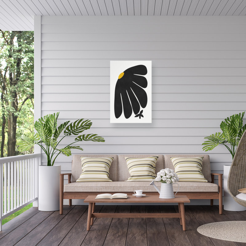 Amini54  Black Daisy Outdoor  Canvas, H 22 po x l 32 po