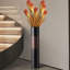 Grand vase de plancher en résine noire et bronze estampé, grand vase cylindrique décoratif, décor rustique moderne pour le salon et le vestibule