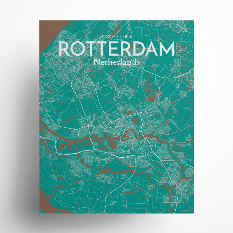Rotterdam City Map In Nature - No Frame Print, 20cm H x 16cm W x 0.05cm D