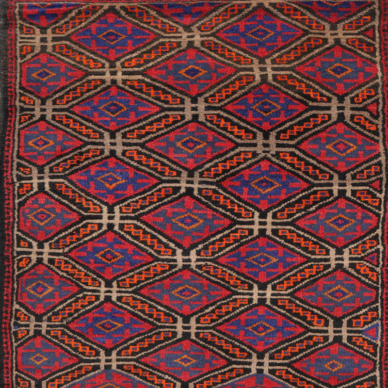 Tapis oriental rouge / violet, Carré 7 pi