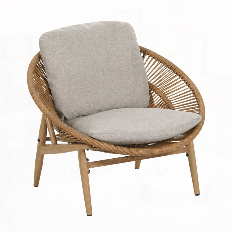 Chaise longue d'extérieur en osier Papasan, Beige, Marron clair