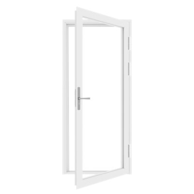 White Single Swing Patio Door With Tempered Glass