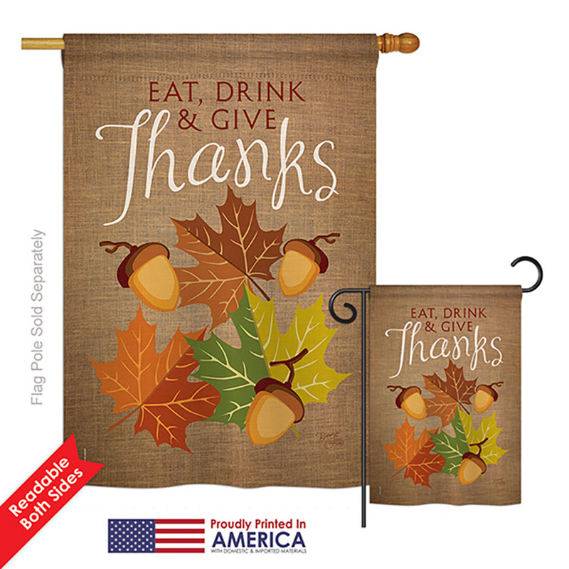 Double Sided Polyester Thanksgiving Flag Set