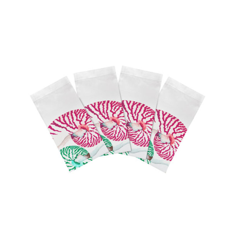 Nautilus Hemstitch 22" Linen/Cotton Napkin, Green/Red