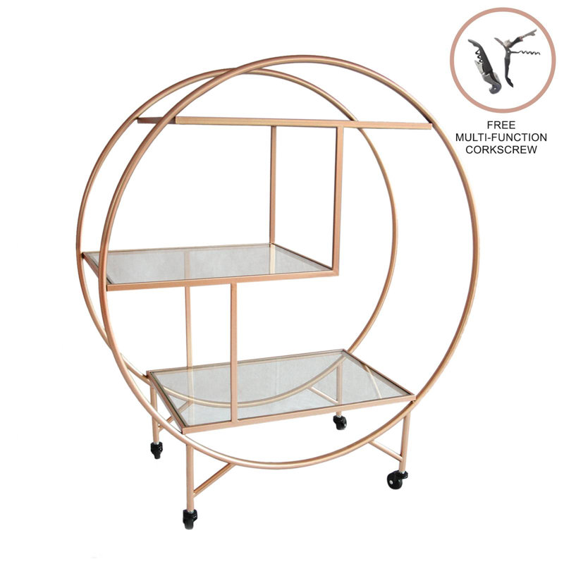 Anasol Metal Bar Cart, Rose Gold