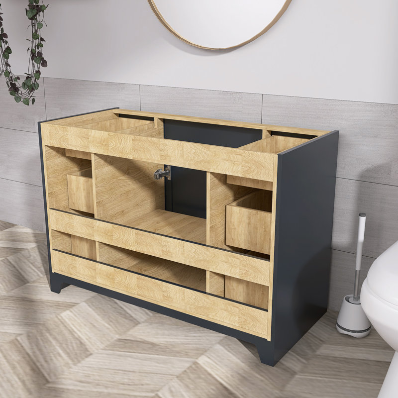 Solid Wood 48" Single Bathroom Vanity with Solid Surface Top