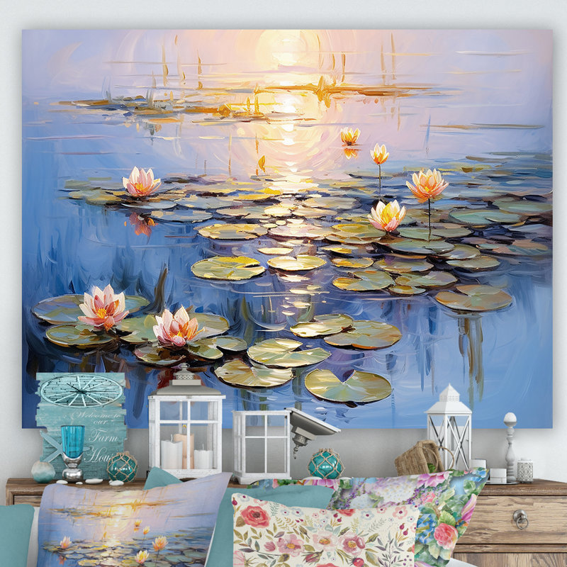 «Monets Water Lily Pond Reflections 4 - Lake», art mural, Toile tendue, H 24 po x l 32 po x P 1 po