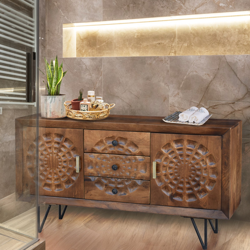 Armoire de salle de bain en bois massif l 55 po x H 30,7 po x P 15,7 po
