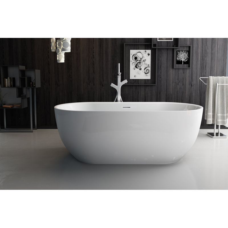 Contemporary-Modern 67'' x 32'' Freestanding Soaking Acrylic Bathtub