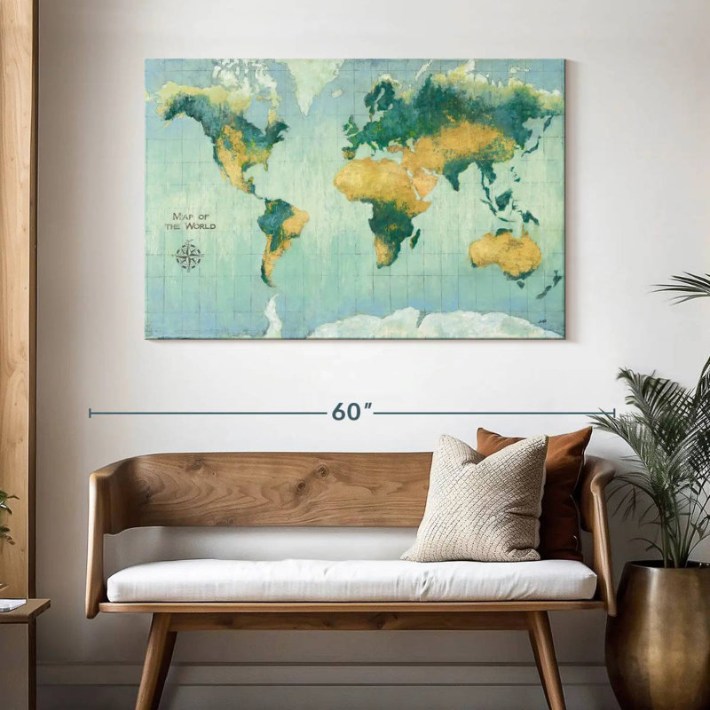 Aliaz Earth Map, 32" H x 48" W