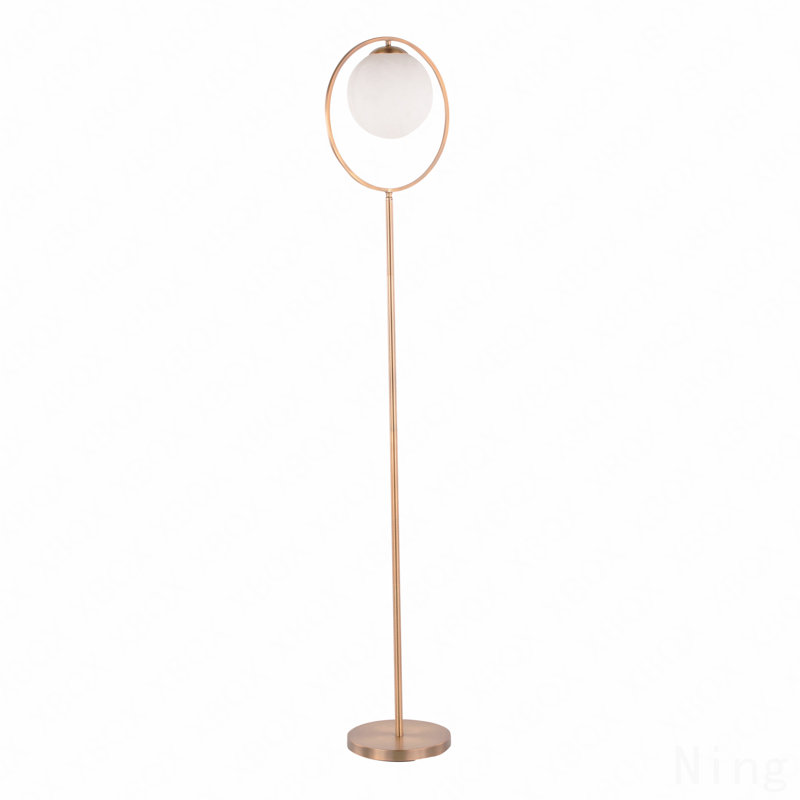Contemporary Floor Lamp In Gold Metal And Frosted Glass By Lumisource