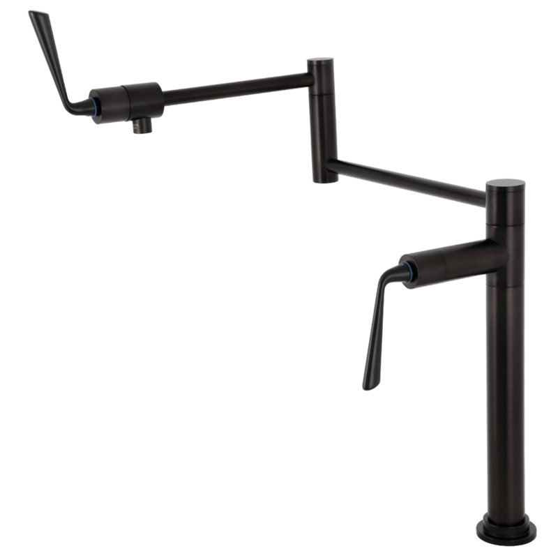 Kingston Brass Silver Sage Two-Handle 1-Hole Deck Mount Pot Filler Faucet, Oil Rubbed Bronze