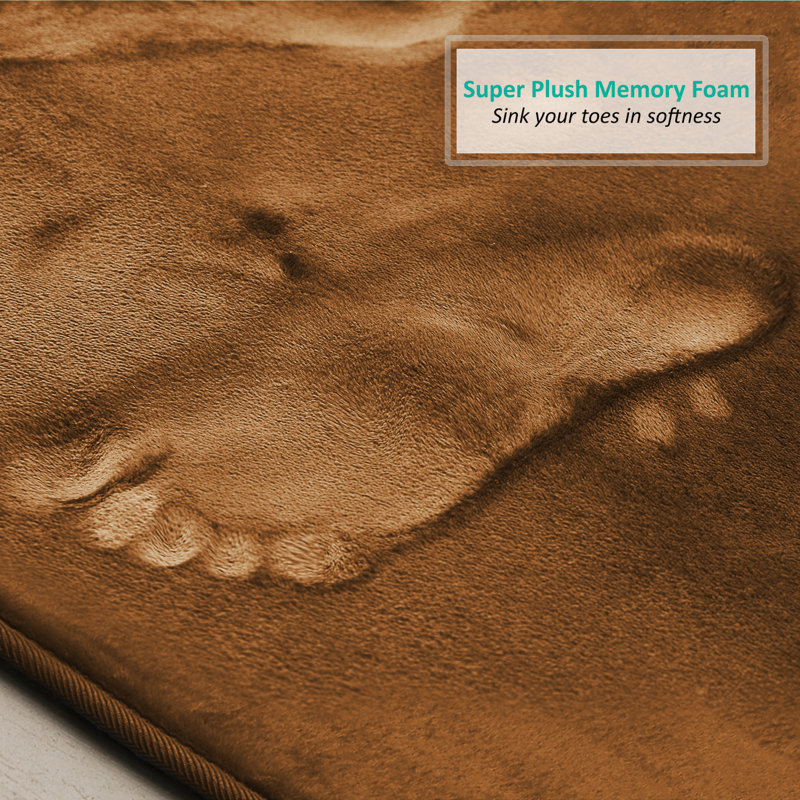 Aighan 3 Piece Ultra Soft and Absorbent Memory Foam Bath Rug Set with Non-Slip Backing, Brown