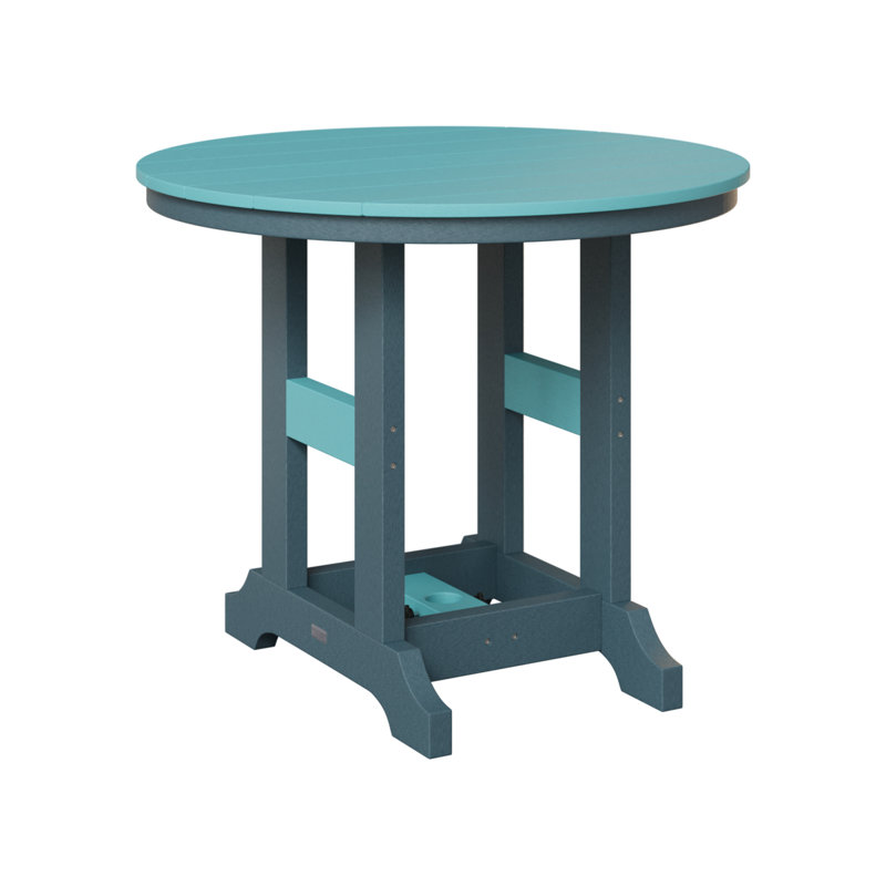 Garden Classic Outdoor Round Dining Table, Aruba Blue, Slate