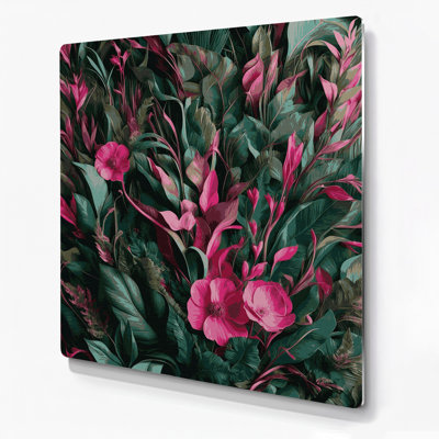 Abstrait floral 40, art mural vert en métal