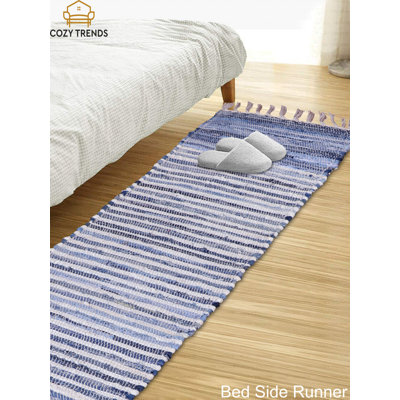 Tapis de couloir en coton tissé à la main Chindi 15 pi x 72 po