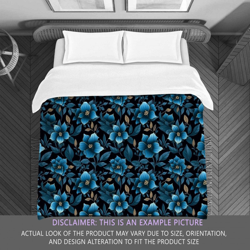 Machine Printed Comforter, King Comforter, Black/Blue
