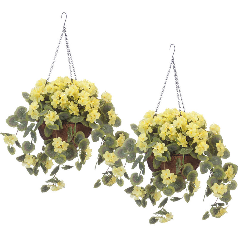 OakRidge Assembled Yellow Gerananium Basket Set of 2