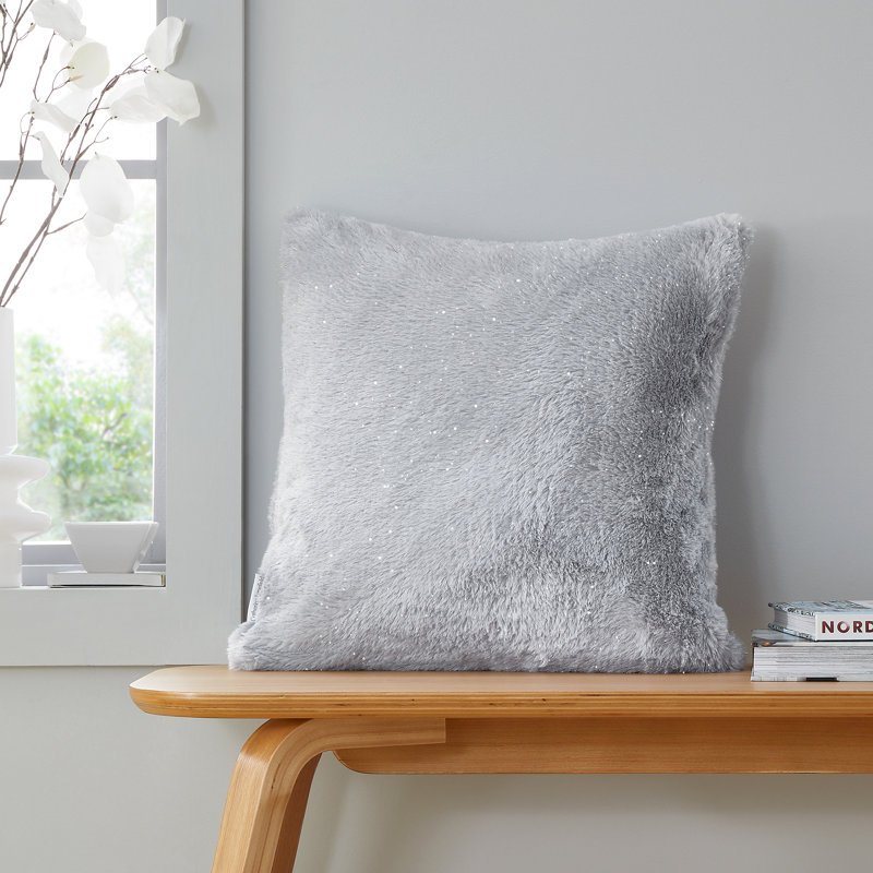 Cosy Glamour Fur Cushion Cover, Silver