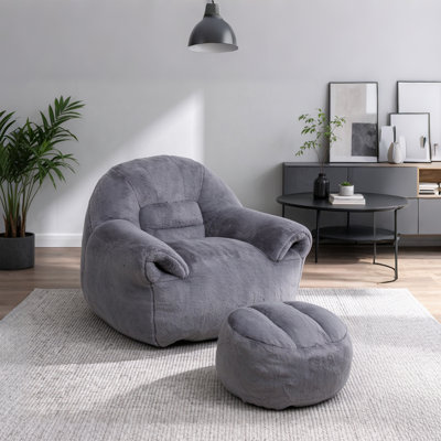 Faux Fur Indoor Bean Bag Set
