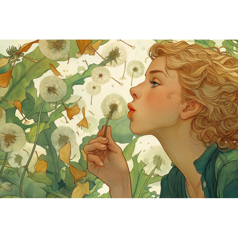 «Whimsical Dandelion Dream Portrait», art mural sur toile tendue, H 30 po x l 40 po x P 1,5 po
