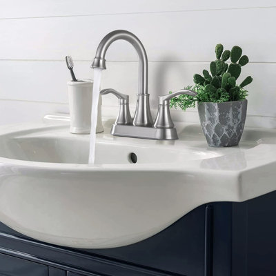 Brushed Gold 4 Inches Bathroom Faucet, 360 Swivel Spout With Pop Up Drain, Metal Construction, , , Rust , Water Saving, Ceramic Disc Cartridge, Fashionable Double Handles, 1.8 Gpm Flow Faucet ,