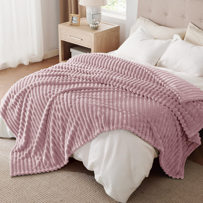 Bedsure Flannel Fleece Blanket for Girls, 300 GSM Soft and Cozy Blanket for Dorm & Home Decor, All-Season Gift, Pink