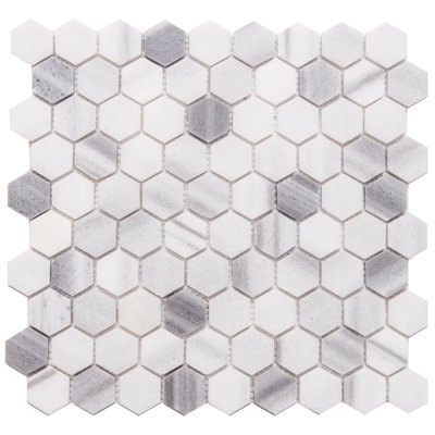 Carreau de mosaïque en marbre nid d'abeille en marbre 12 po x 12 po Santorini