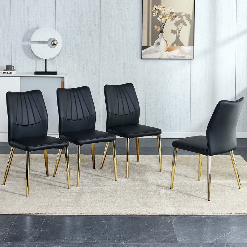 Chaise d'appoint Decatur, Noir, Doré, 4
