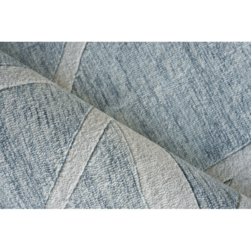 Exquisite Rugs Miami Handmade Hand-Tufted New Zealand Wool On Canvas Silver/Ivory Area Rug, Rectangle 6' x 9'