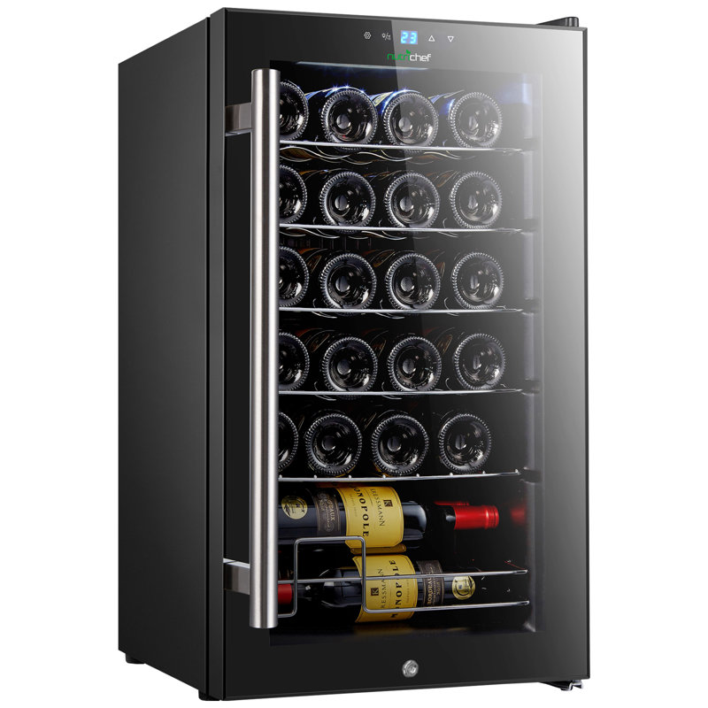 NutriChef Single Zone 16.93'' Freestanding 24 Bottle Wine Refrigerator