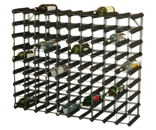 Liddle 90 Bottle Floor Wine Bottle Rack, Black Stained / Galvanised Steel