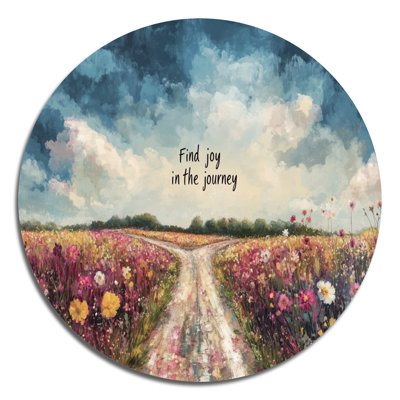 «Find Joy In The Journey Motivation», art mural rond en métal