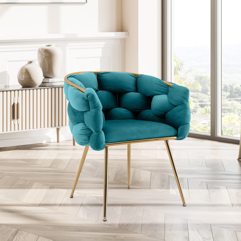 Hummera Upholstered Accent Chair, Teal Velvet, 1