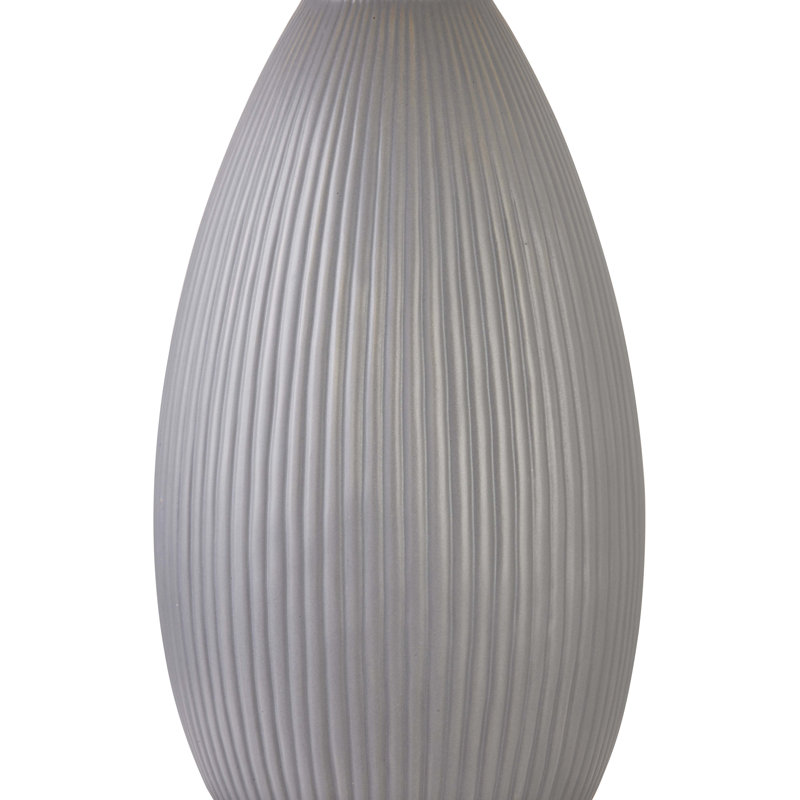 Gray Ceramic Table Lamp Set with Oatmeal Shades