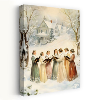 «Christmas Carolers Elegant Peaceful Serene Architecture Landscape», reproduction d'art mural