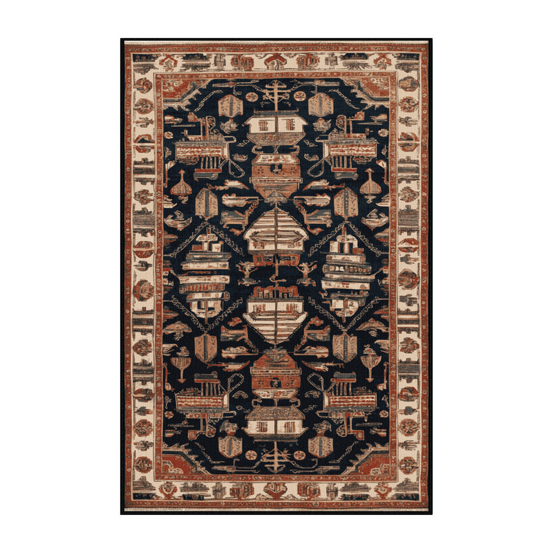 Tapis brun turc lavable à la machine, Rectangle 4pi x 6 pi