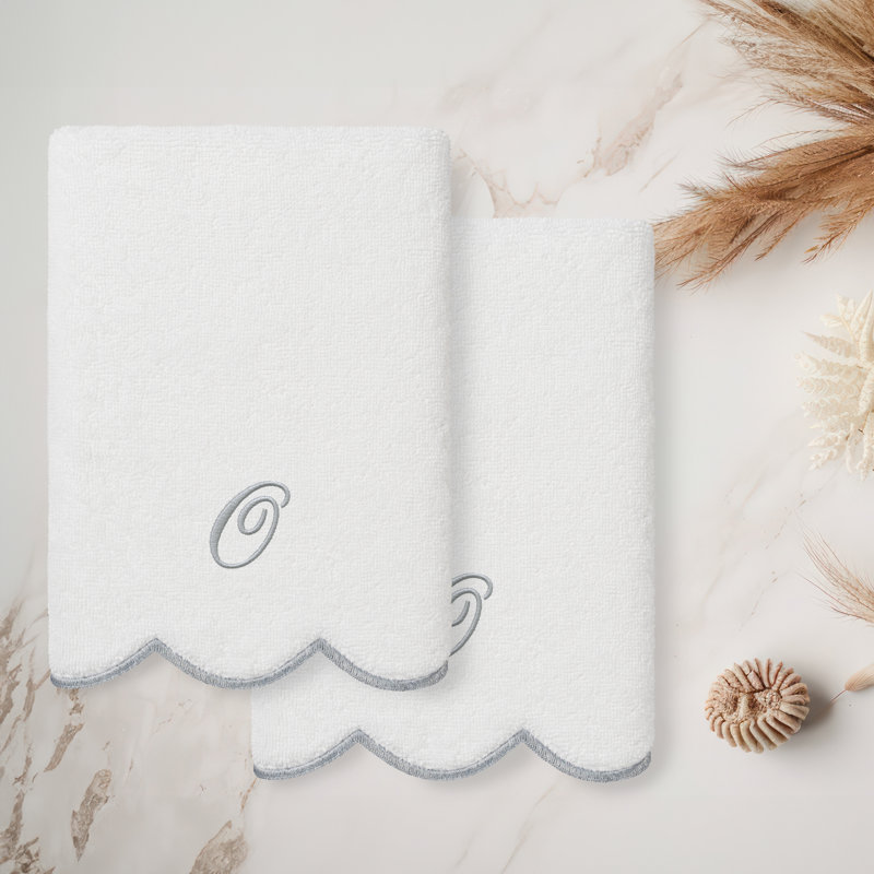  Ensemble de serviettes 100% coton turque ADORNIA, Ensemble de 2 essuie-mains, O, Blanc / Gris