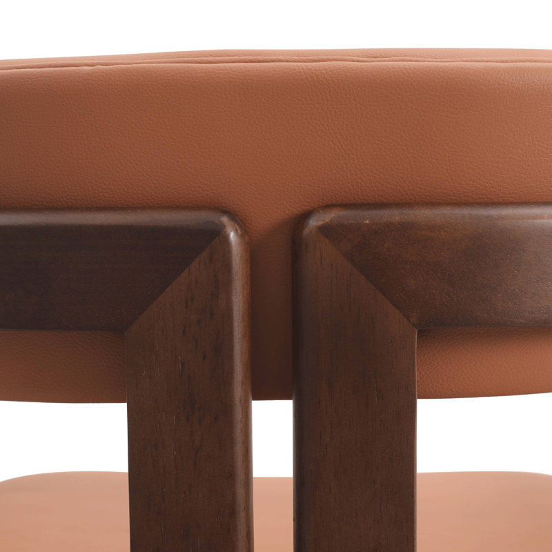 Fauteuil de salle à manger en cuir végétalien Cowles, Ensemble de 2, Noyer noir