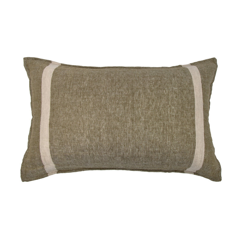 Rory Herringbone 100% Linen Sham, King, Green