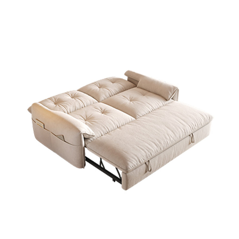 Canapé-lit modulaire en chenille blanc crème avec rangement, H 33,46 po x l 68,9 po x P 34,65 po 