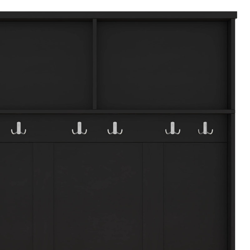 Portemanteau 78,7 po avec portes coulissantes, portemanteau polyvalent avec 6 crochets et poignées argentés, banc avec rangement pour chaussures