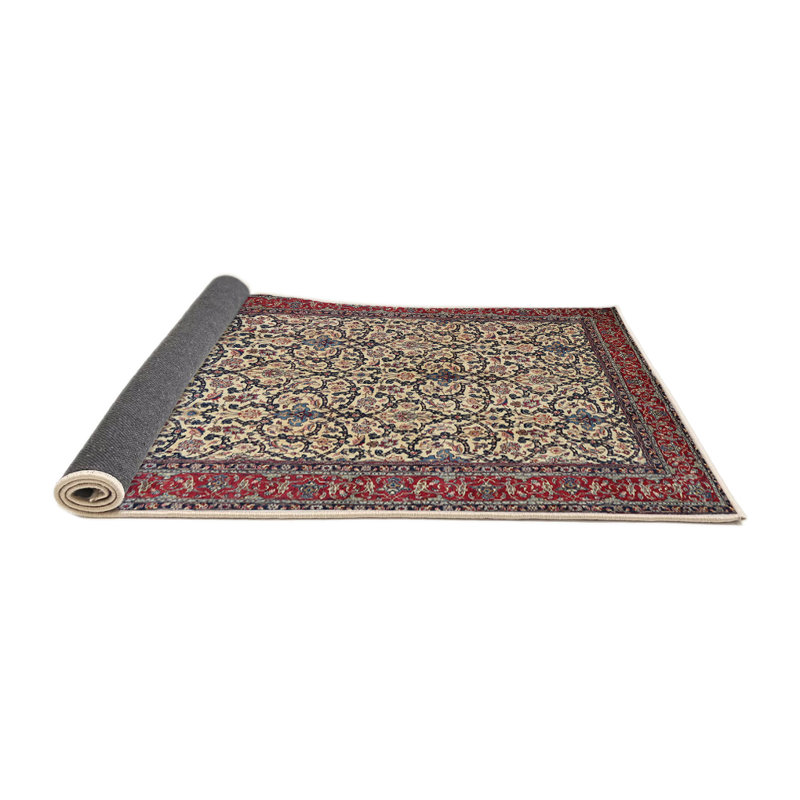 Tapis traditionnel rouge / crème, Rond 3 pi