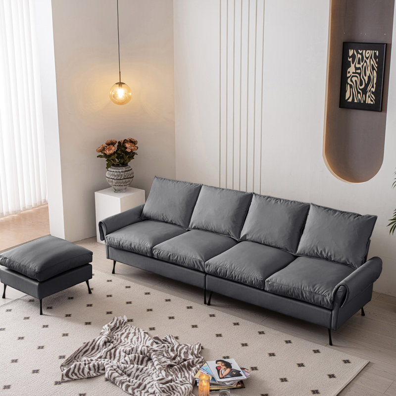 Cuir convertible en forme de L 104,5 po, gris foncé, avec