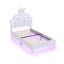 Multi-Sizes Upholstered Princess Bed With Dual-Zone Led, PU Leather Height-Adjustable Headboard, Pink/White (90x190, 90x200, 140x200)-1660661747-1652280157