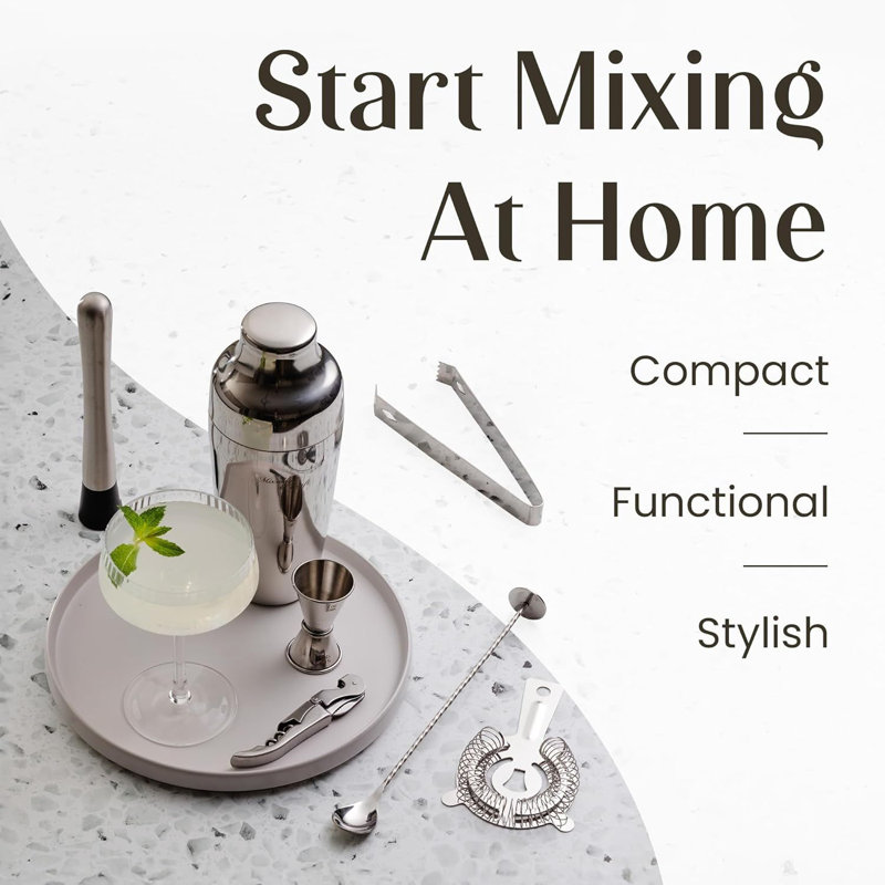 Zulay Kitchen Mixology & Craft Bartender Kit: 10-piece Bar Tool Set With Mahogany Stand
