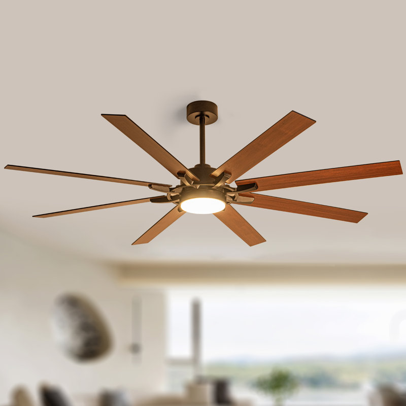 Ventilateur de plafond 72 pouces à DEL 72 pouces avec moteur à courant continu, télécommande et tige incluse, lame bicolore